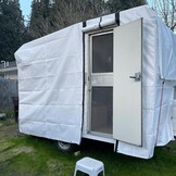 Wit waterdicht buitenzeil, dekzeil met oogjes van polyethyleen, waterdicht zeil voor buiten, tuin, paviljoen, camping, zwembad, auto, boot, hout, 4 x 6 m