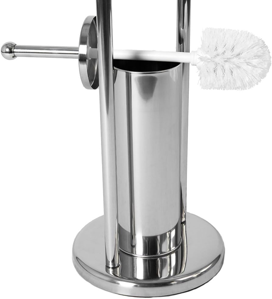 Bath Vida Toiletborstel en papierhouder ronde basis badkamerstandaard, roestvrij staal/metaal