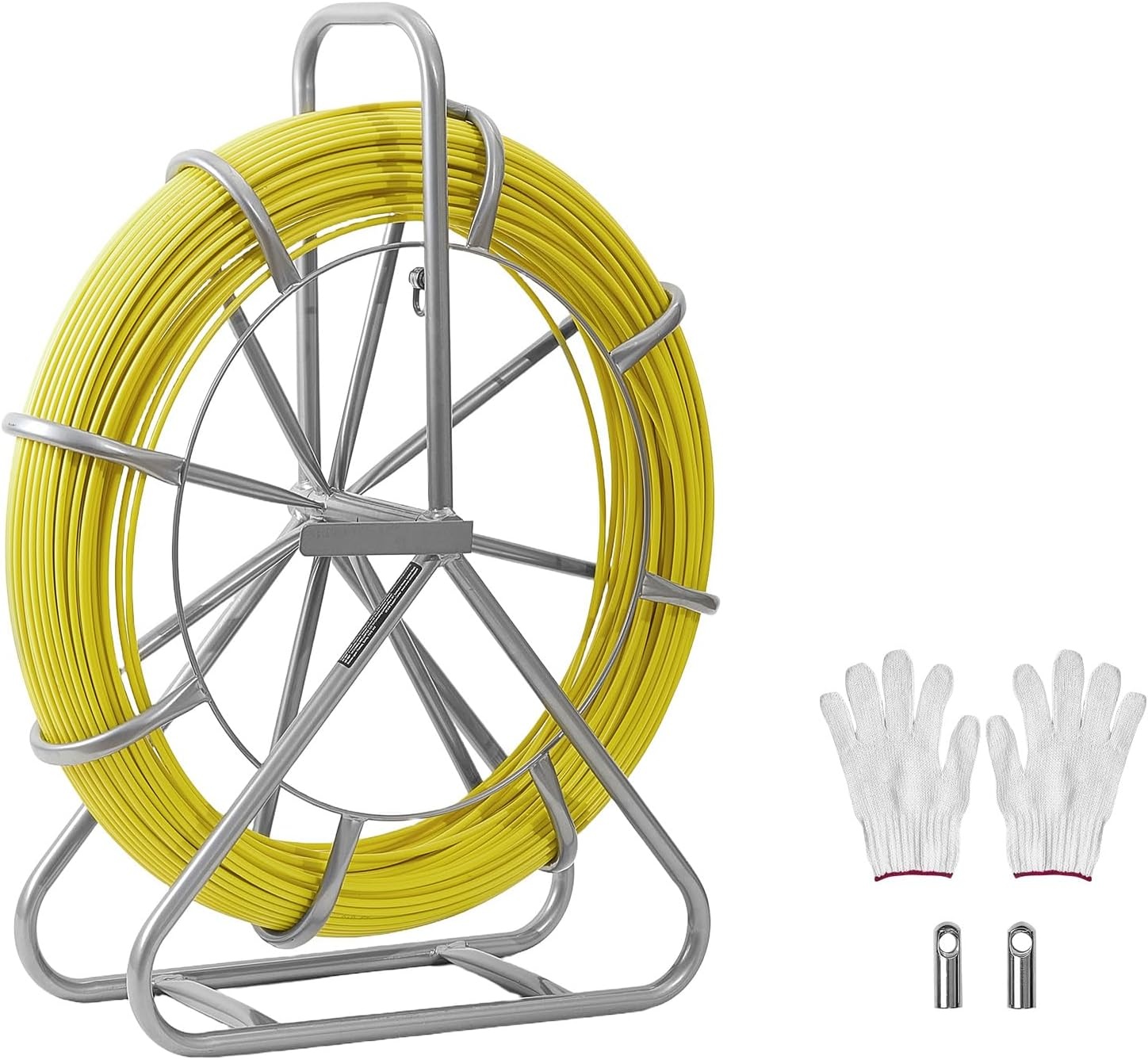 VEVOR Glasvezel Trekveer 100 meter - 6,3 mm - Geel - Met Standdaard