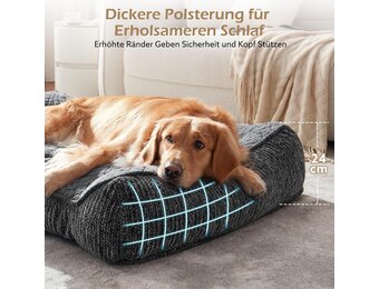 JOEJOY Orthopedisch hondenbed voor grote honden, ergonomisch hondenbed, wasbaar, afneembaar, antislip, met verhoogde rand, hondenmand, zacht, sneeuwvlokken-fleece, 107 x 76 x 24 cm