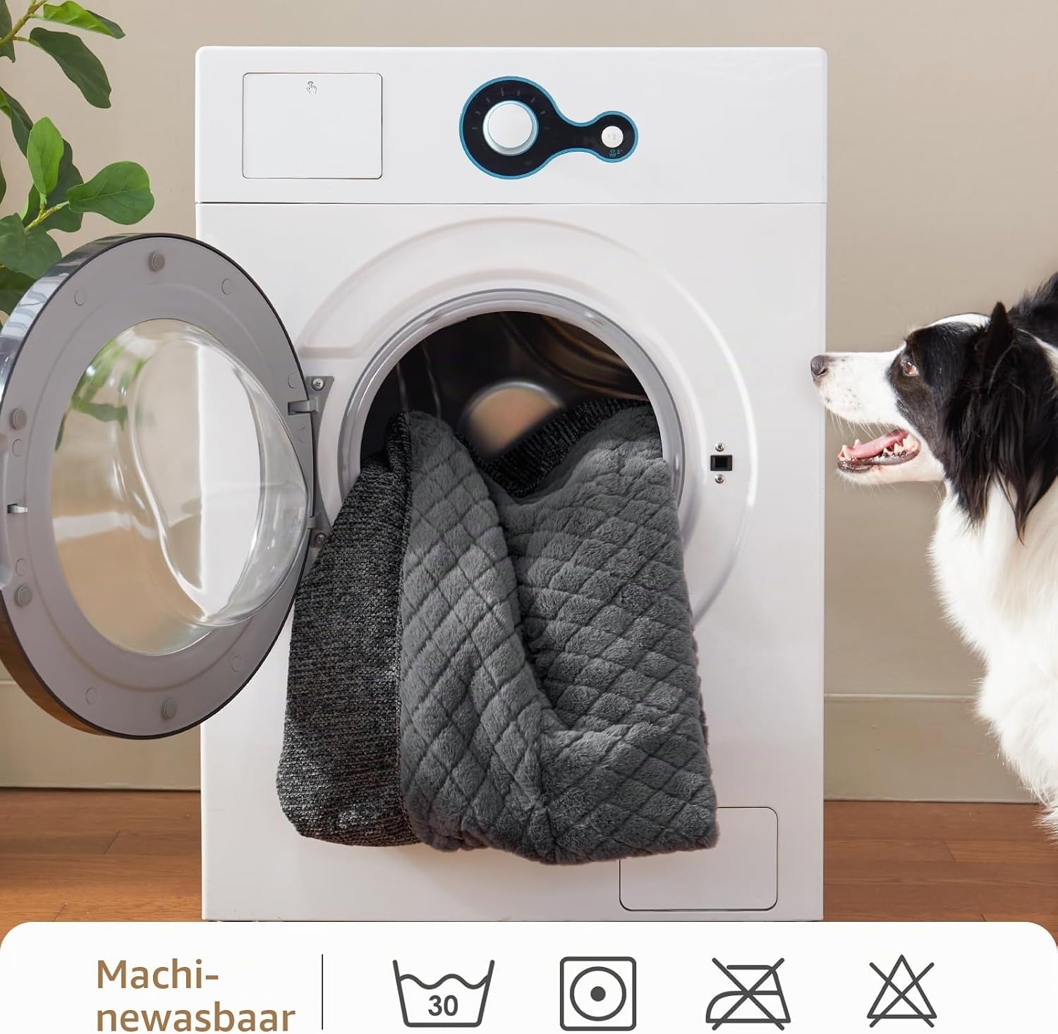 JOEJOY Orthopedisch hondenbed voor grote honden, ergonomisch hondenbed, wasbaar, afneembaar, antislip, met verhoogde rand, hondenmand, zacht, sneeuwvlokken-fleece, 107 x 76 x 24 cm