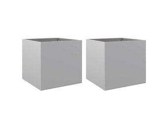 vidaXL Plantenbakken 2 st 42x40x39 cm gegalvaniseerd staal zilverkleur