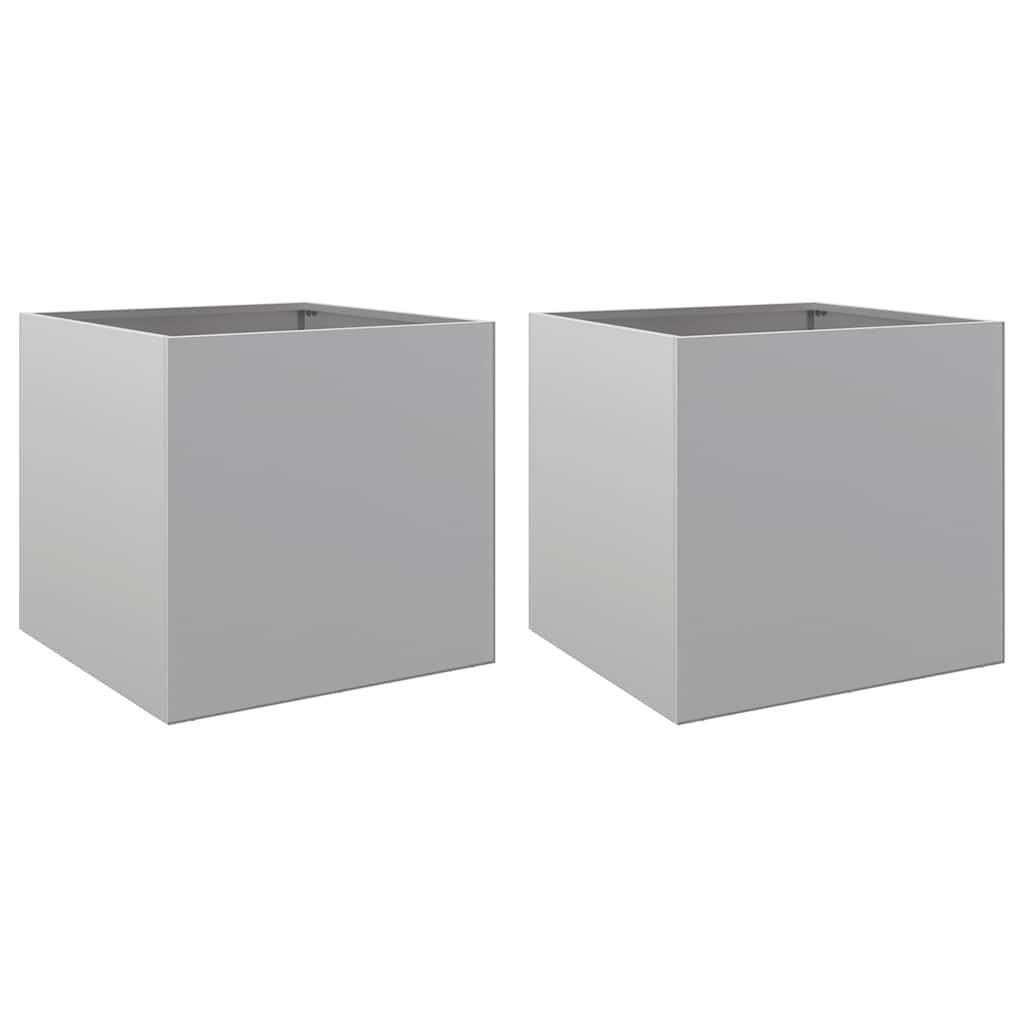 vidaXL Plantenbakken 2 st 42x40x39 cm gegalvaniseerd staal zilverkleur