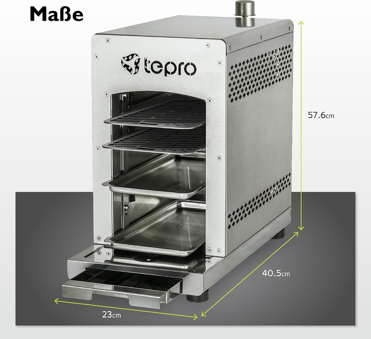 Tepro Toronto Steakgrill RVS - 800 graden infrarood gasgrill - 23 x 56 x 40,5 cm