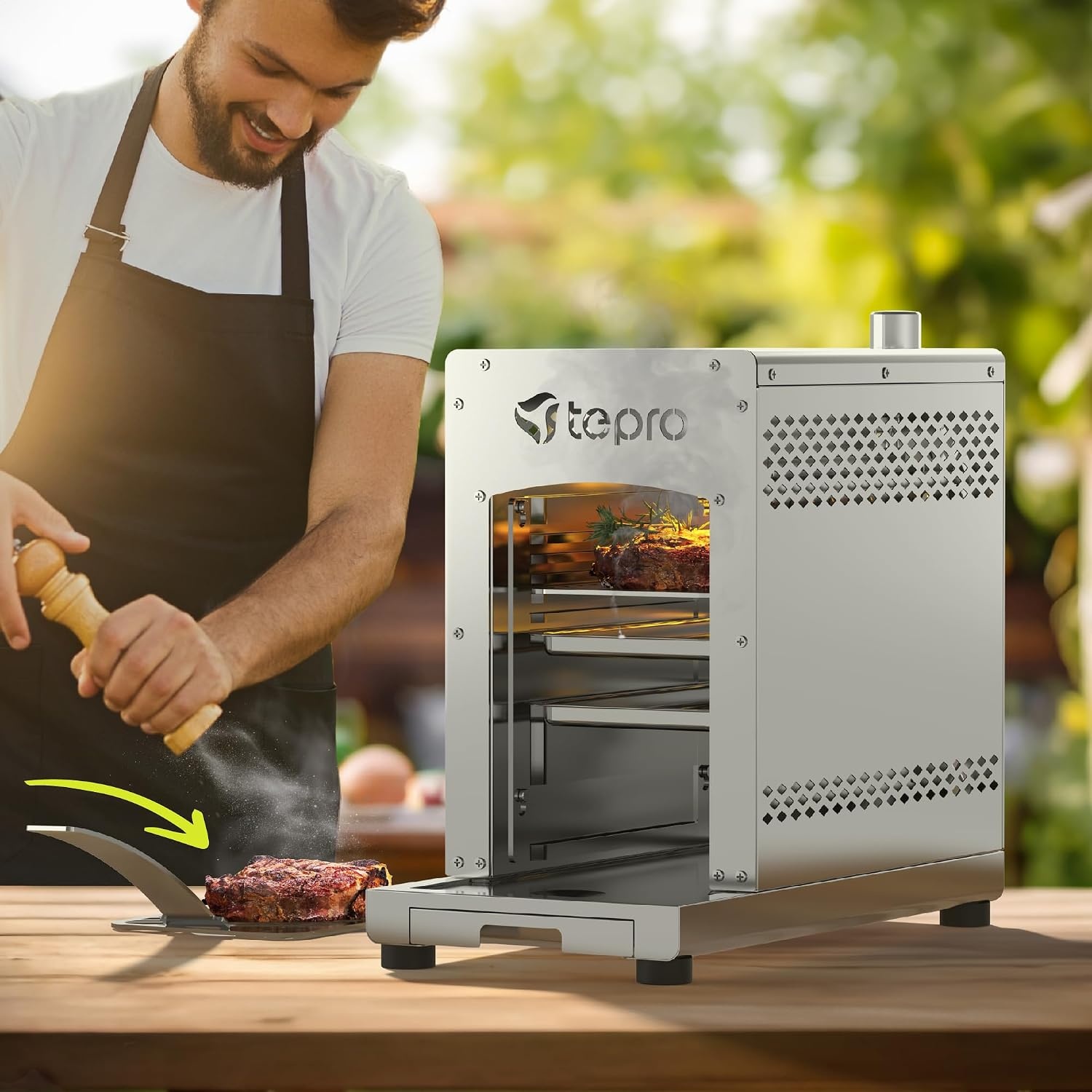 Tepro Toronto Steakgrill RVS - 800 graden infrarood gasgrill - 23 x 56 x 40,5 cm