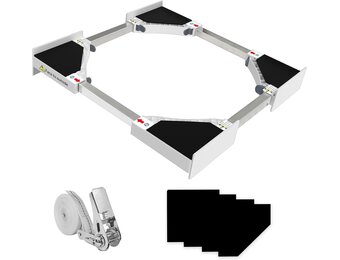 Kiss Core Verbindingsframe voor wasmachine-/droger, universeel tussenbouwframe, wasmachine droger met rateltouw, wit, 46-66 cm