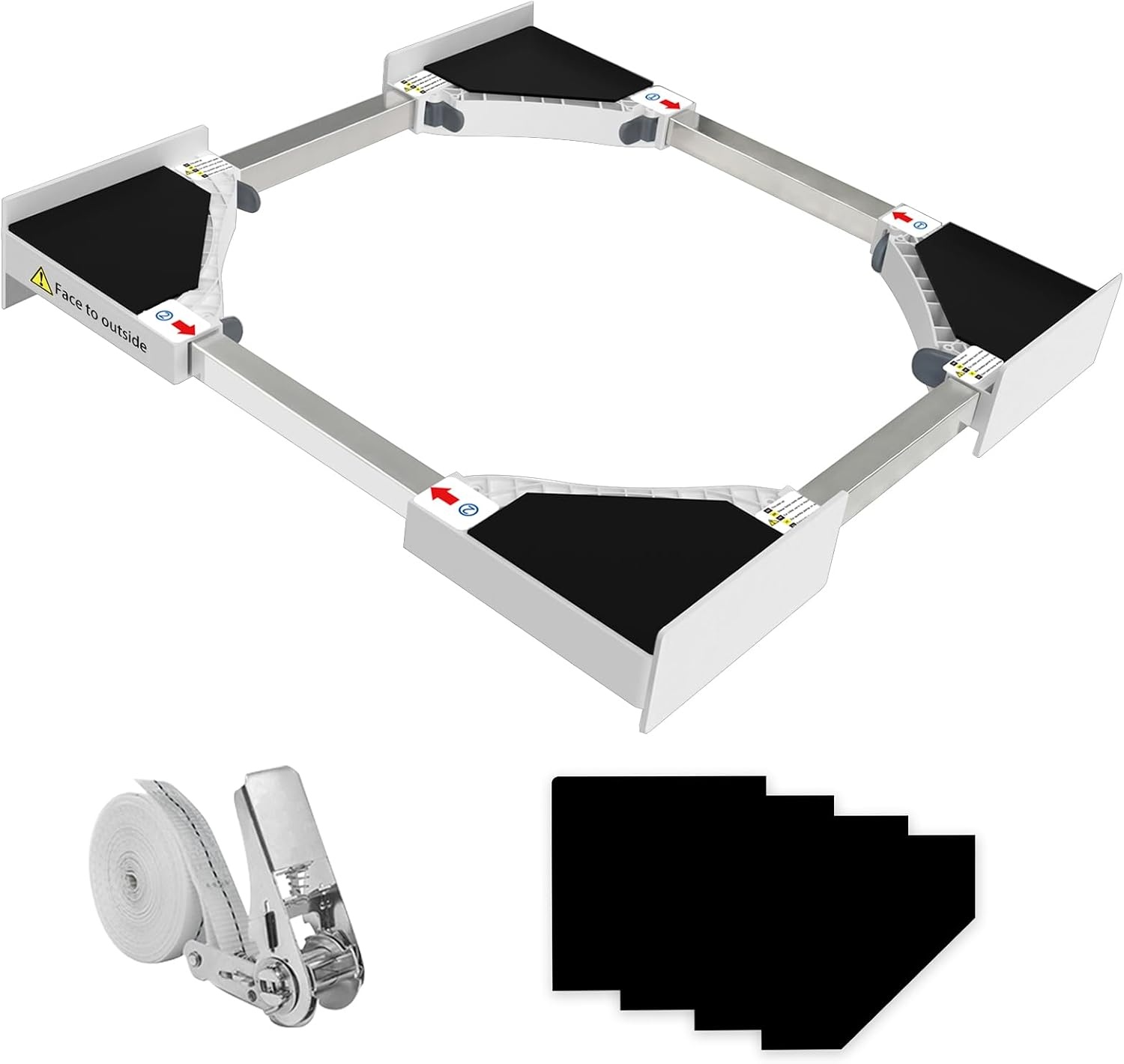 Kiss Core Verbindingsframe voor wasmachine-/droger, universeel tussenbouwframe, wasmachine droger met rateltouw, wit, 46-66 cm