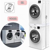 Kiss Core Verbindingsframe voor wasmachine-/droger, universeel tussenbouwframe, wasmachine droger met rateltouw, wit, 46-66 cm