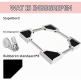 Kiss Core Verbindingsframe voor wasmachine-/droger, universeel tussenbouwframe, wasmachine droger met rateltouw, wit, 46-66 cm