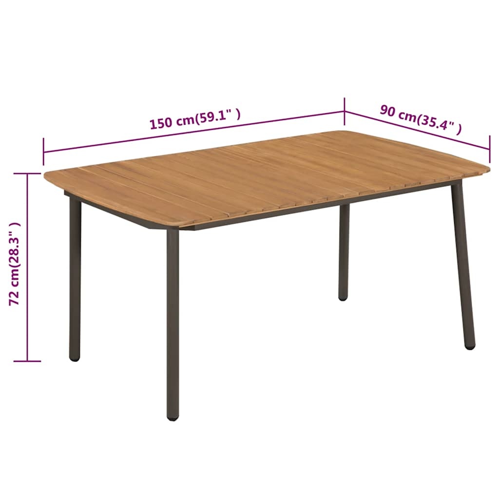 VidaXL Acaciahouten tuintafel 150x90cm - Industriële Stijl - 25% Korting