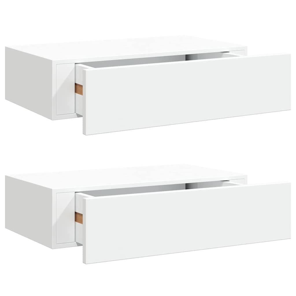 2x Wandschappen met Lade - 40x23,5x10 cm MDF Wit - 24% Korting