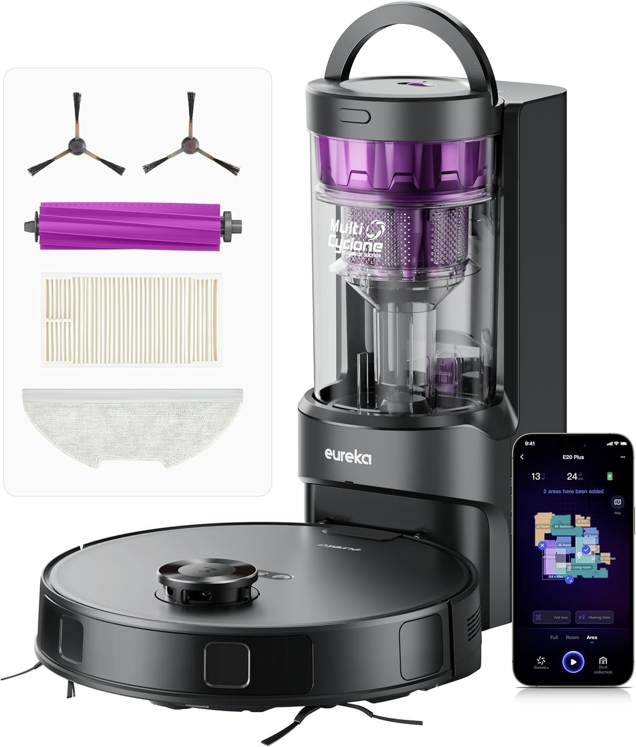 Robotstofzuiger & Dweil EUREKA E20 Evo Plus - 10.000 Pa - 60% Korting