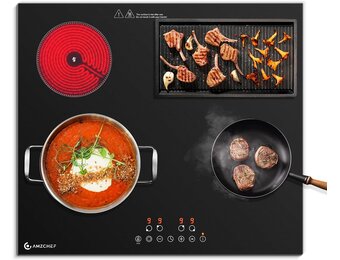 AMZCHEF Keramische Kookplaat Zwart (7200W) - 4 Zones, Nu 49% Korting!