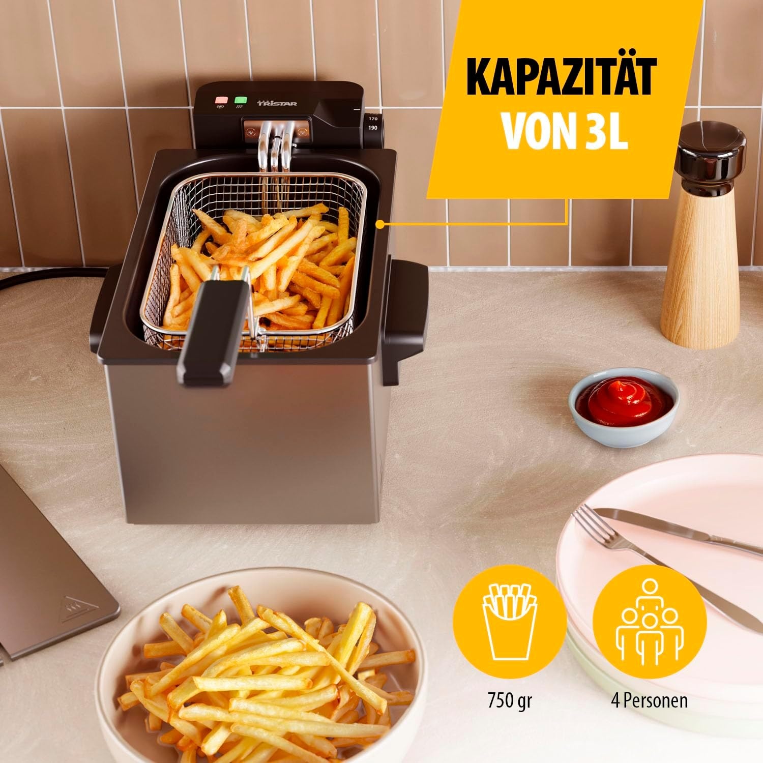 Tristar RVS Frituurpan - 3L - 2000W - Zilver - 47% Korting