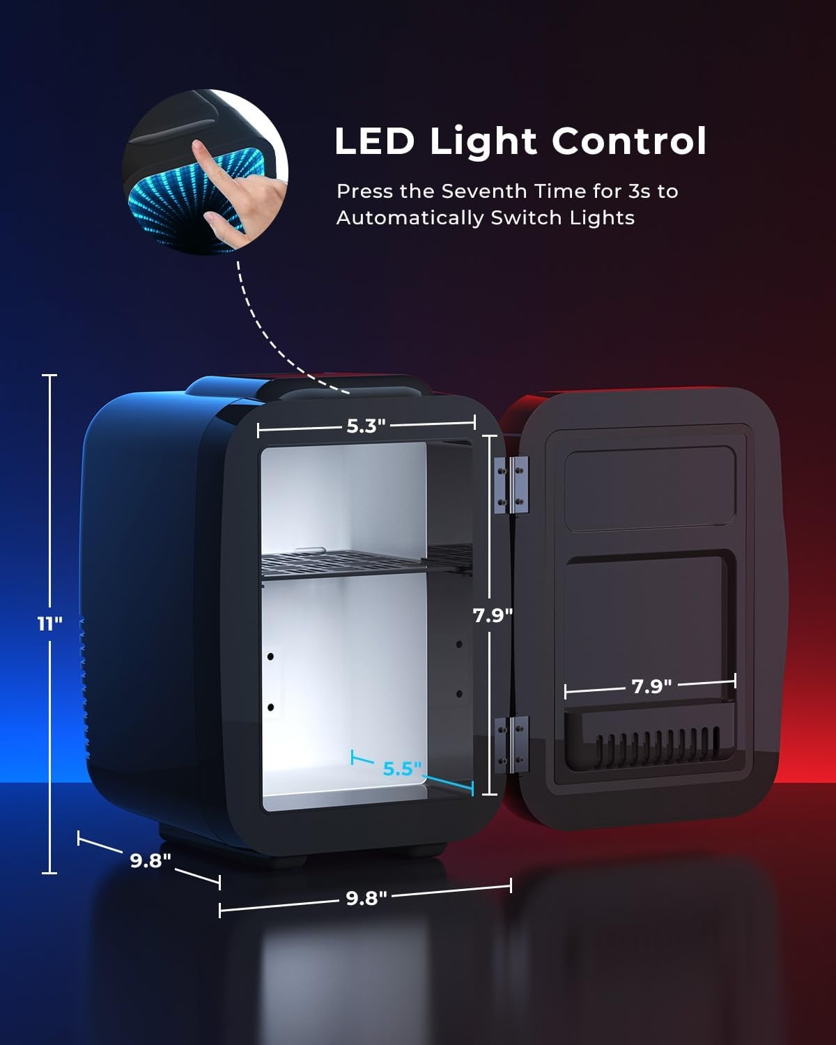Mini Koelkast 4L met RGB Verlichting & Koel/Warmhoudfunctie - 24% Korting!