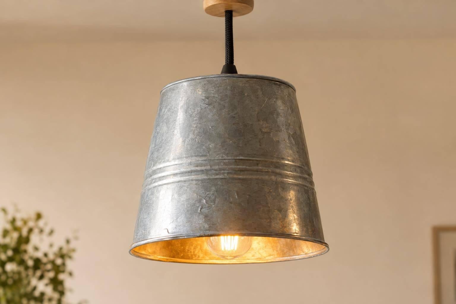 Hanglamp van oude metalen emmer maken