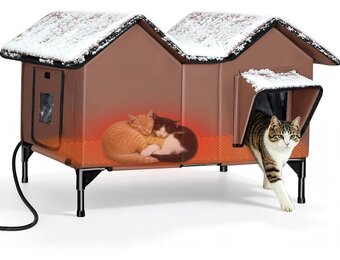 Verwarmd Kattenhuis voor Buiten - Winterproof Kattenmand - 77,5 x 49,5 x 55,5 cm - Bruin