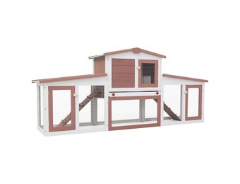 vidaXL Konijnenhok voor buiten groot 204x45x85 cm hout bruin en wit