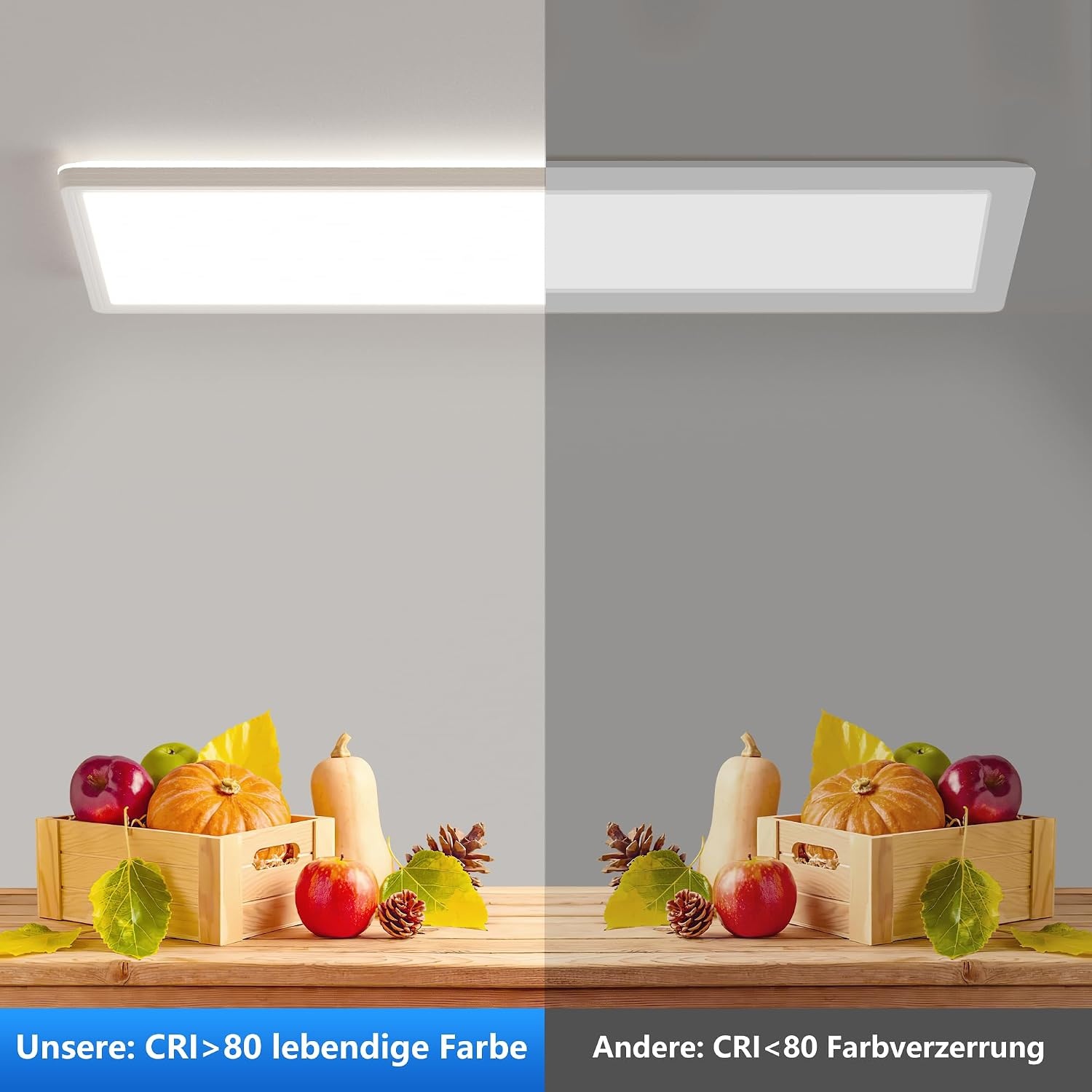 Plafondlamp led-plafondlamp, platte lamp, led-plafondlamp, rechthoekig, 24 W, 2500 lumen, voor kantoor, keuken, woonkamer, 4000 K, neutraal wit licht, achtergrondlichteffect, 580 x 200 x 25 mm (l x b