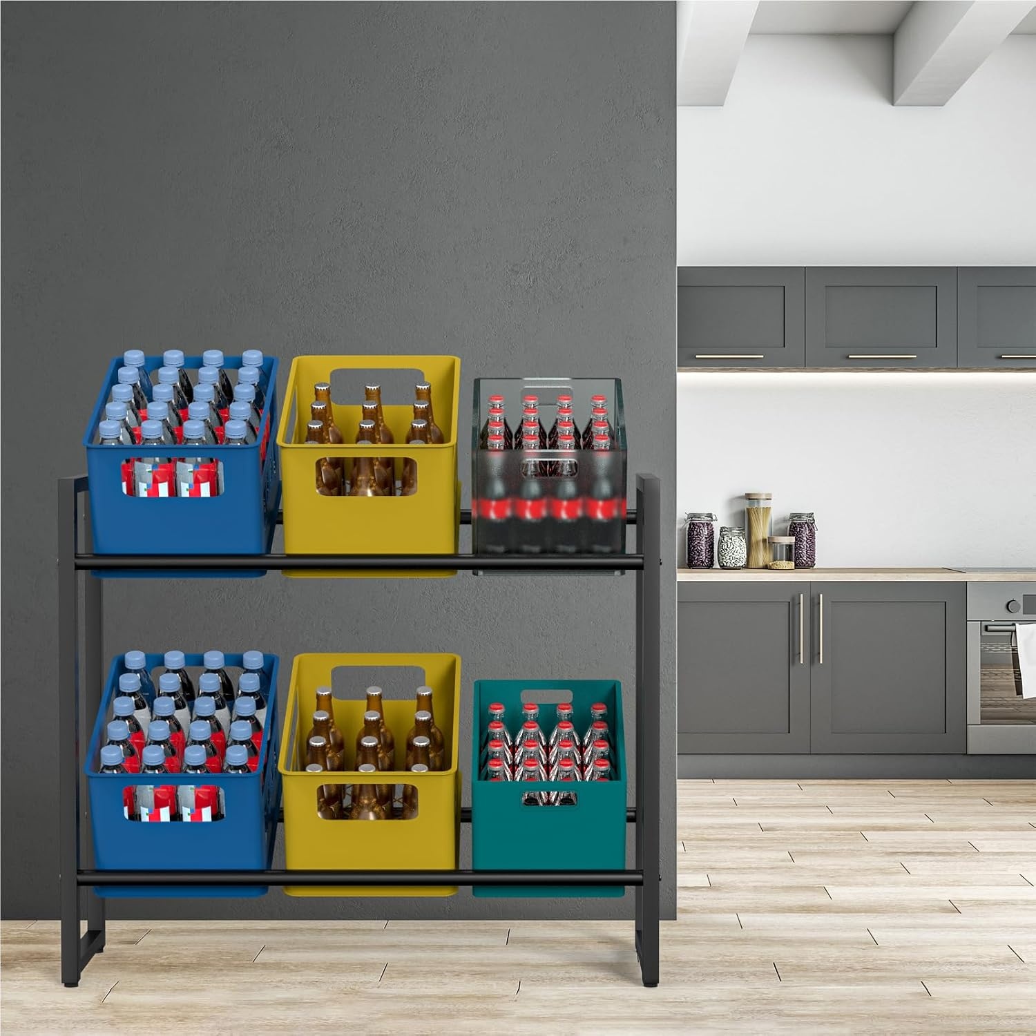 Zwart Drankkistenrek voor 6 Kratten - 24% Korting!