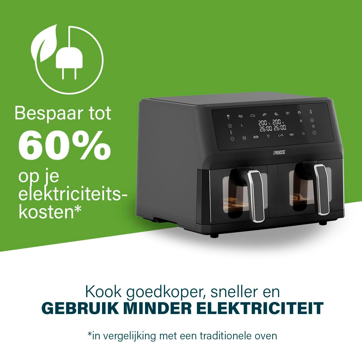 Airfryer XXL 11L Dubbele Mand 2400W - 49% Korting