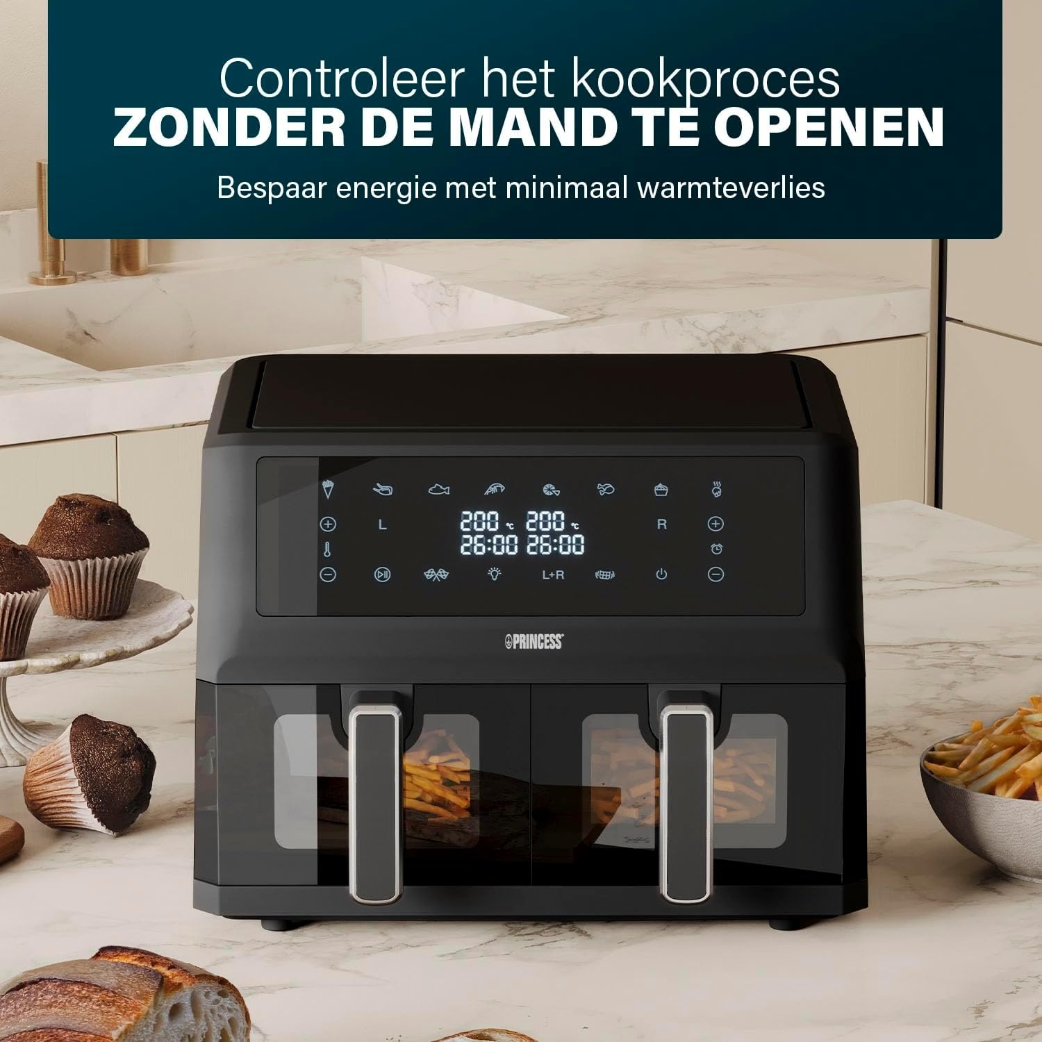 Airfryer XXL 11L Dubbele Mand 2400W - 49% Korting
