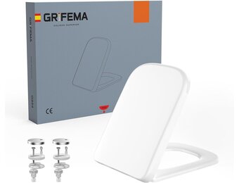Toiletzitting vierkant softclose snelontgrendeling wit 461x53x351 mm | Eenvoudige reiniging & installatie