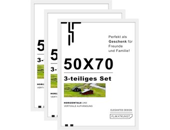 Fotolijst 50x70 cm Set van 3 Wit Hout - 48% Korting