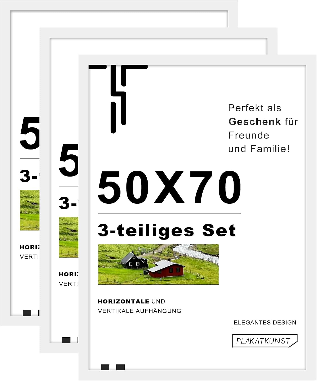 Fotolijst 50x70 cm Set van 3 Wit Hout - 48% Korting