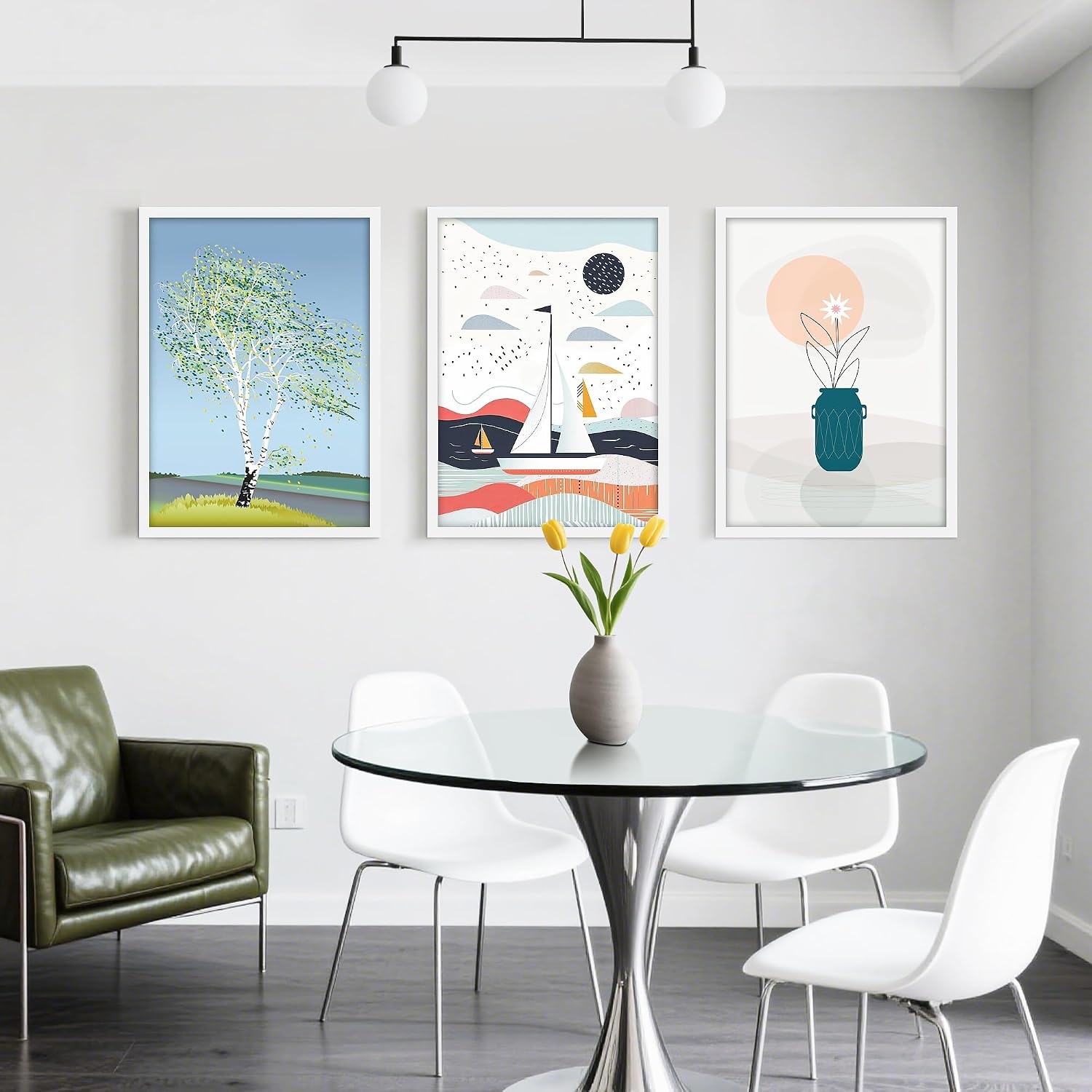 Fotolijst 50x70 cm Set van 3 Wit Hout - 48% Korting