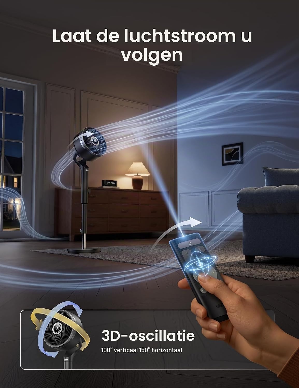 2-in-1 Zuilventilator met 3D Oscillatie - 25% Korting
