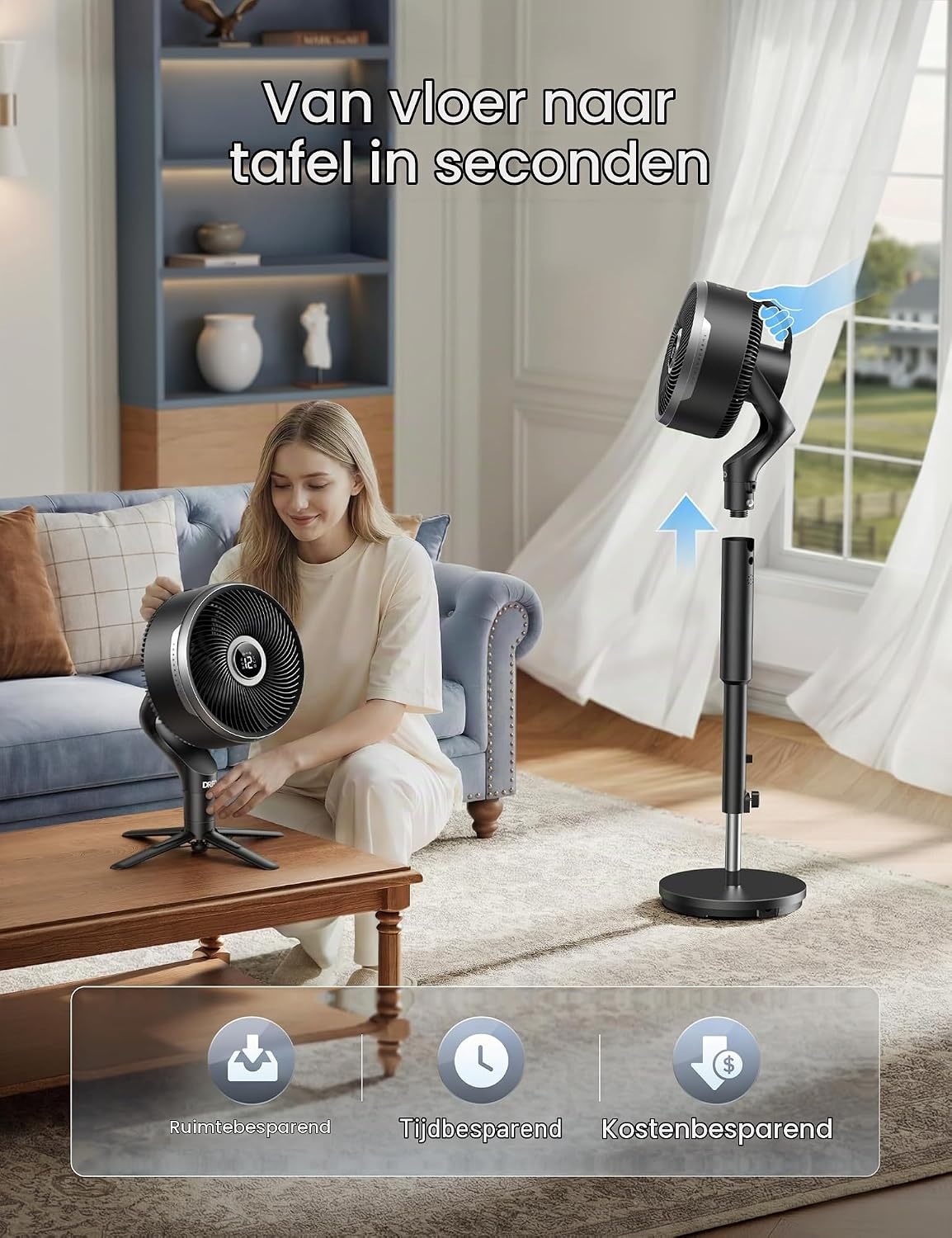 2-in-1 Zuilventilator met 3D Oscillatie - 25% Korting