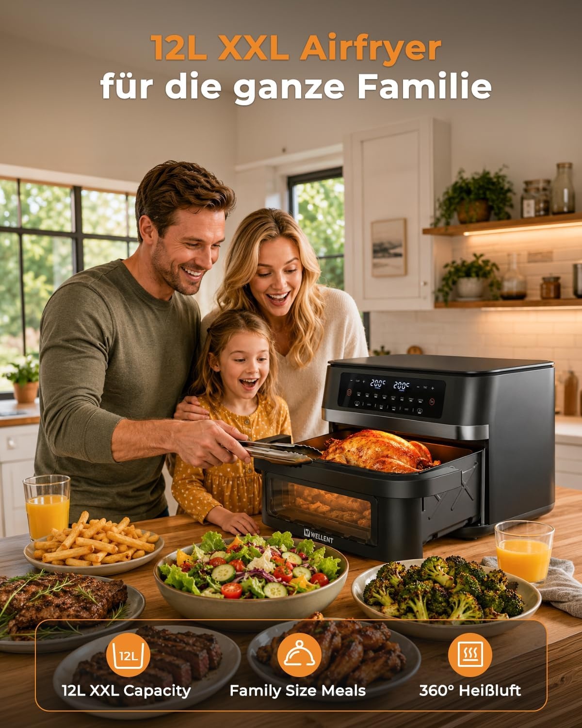 XXL Airfryer Dubbele Zone 12L 2950W - 24% Korting