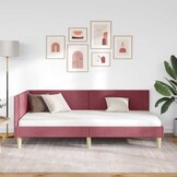 Hoekbedframe Wijnrood 80x200 cm - 24% Korting