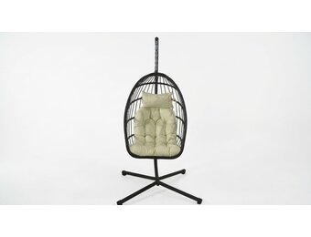 Inklapbare Egg Chair Hangstoel Zwart/Beige - 34% Korting
