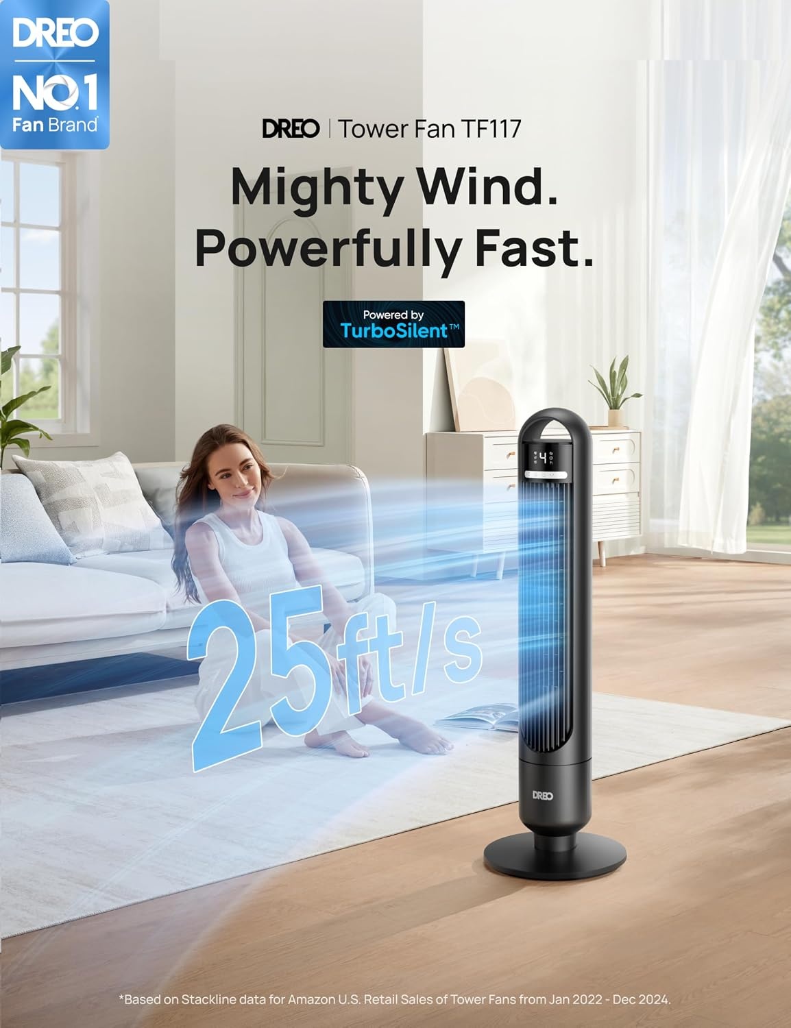Dreo Torenventilator 91cm Zwart - 58% Korting!