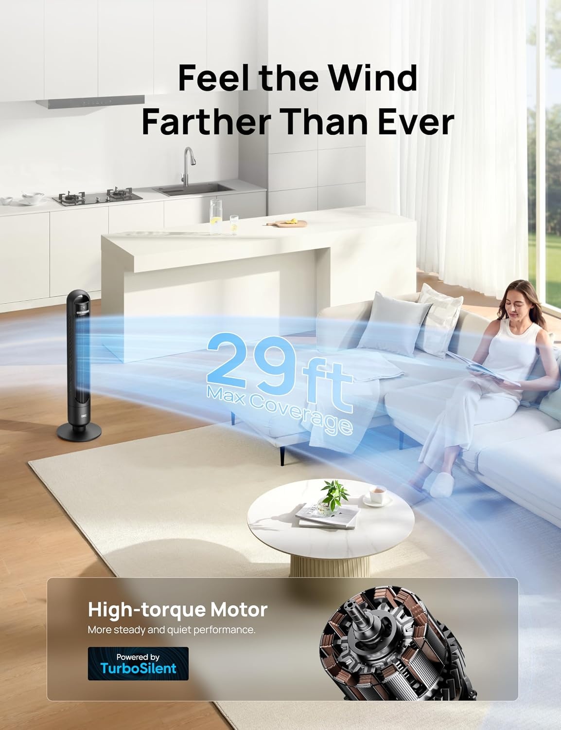 Dreo Torenventilator 91cm Zwart - 58% Korting!