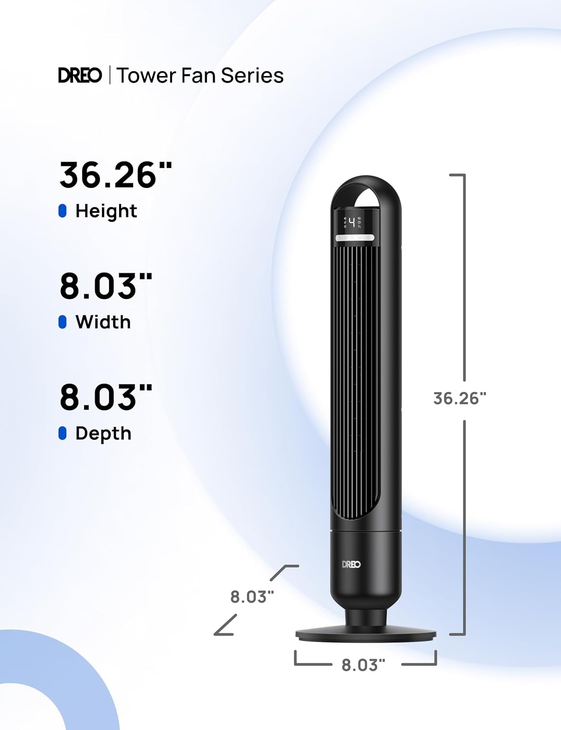 Dreo Torenventilator 91cm Zwart - 58% Korting!