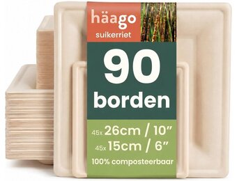 Stevige Bagasse Borden 90 Stuks - Biologisch Afbreekbaar (23% Korting)