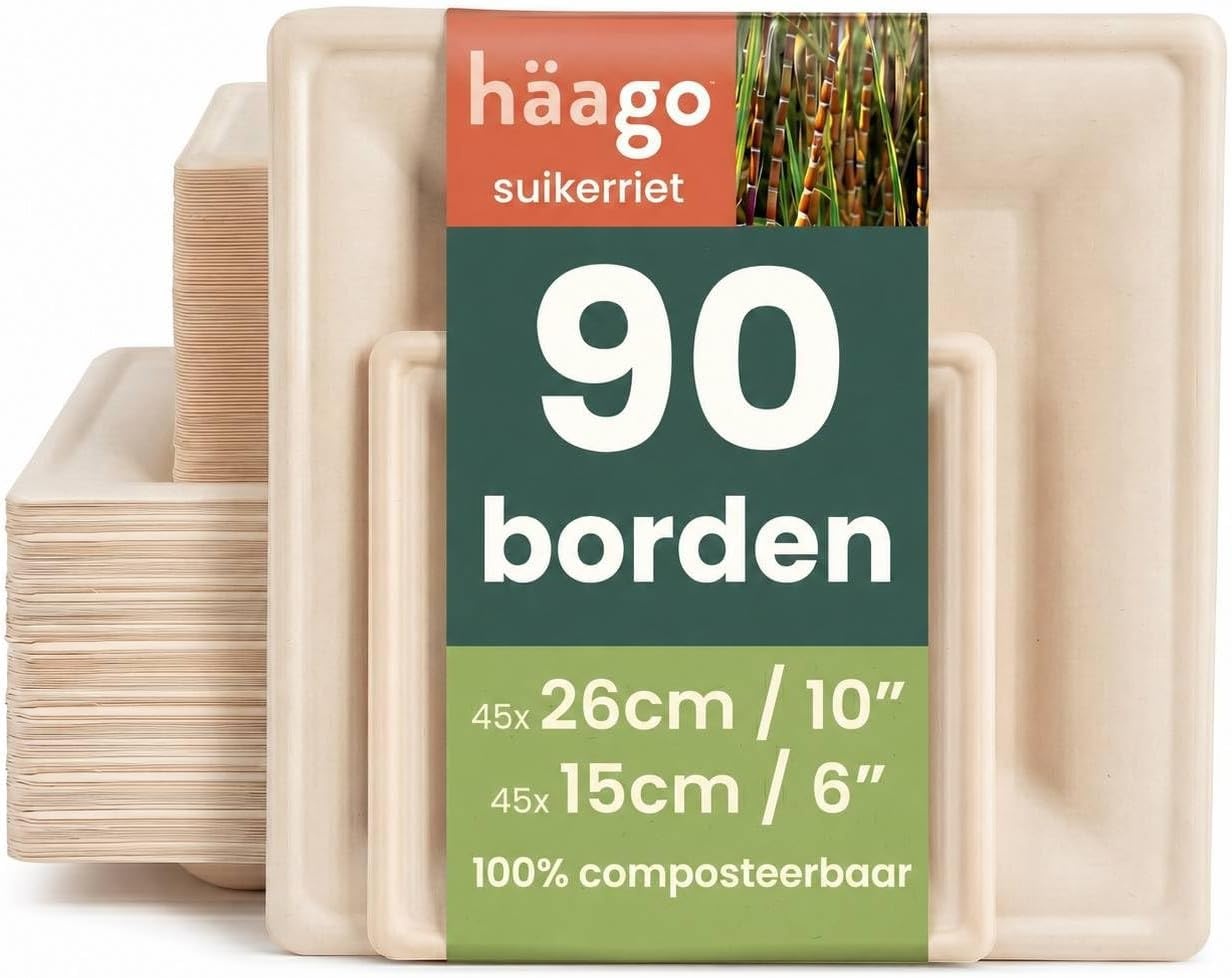 Stevige Bagasse Borden 90 Stuks - Biologisch Afbreekbaar (23% Korting)