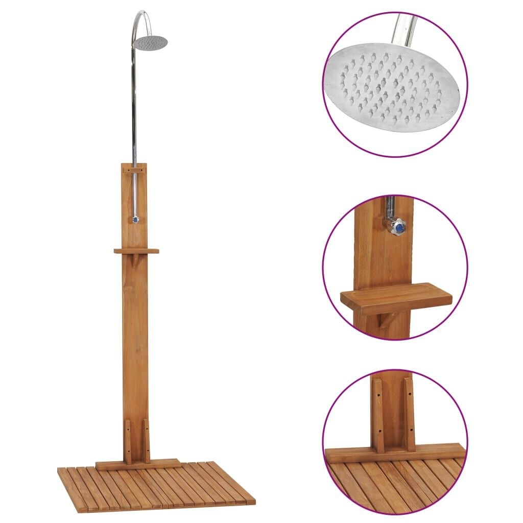 Buitendouche Teakhout & RVS - 210cm - 25% Korting