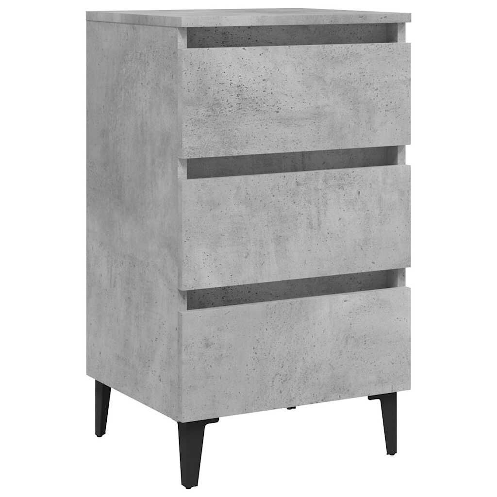 Nachtkastje Betongrijs - 40x35x69 cm met Metalen Poten