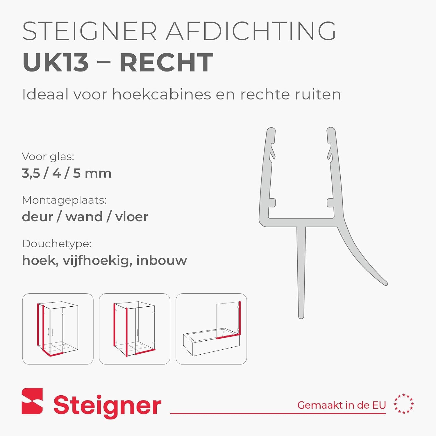 STEIGNER Douchestrip 90cm Transparant M 18% Korting