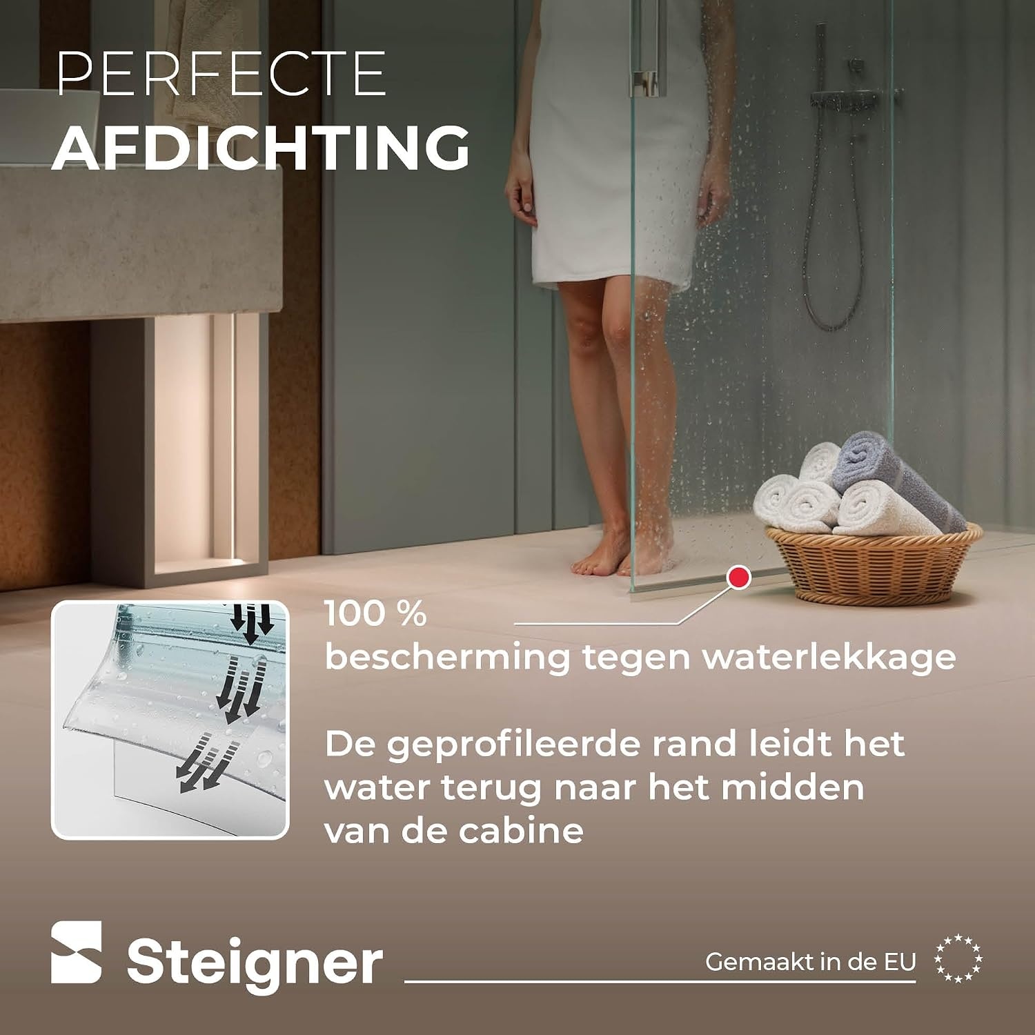 STEIGNER Douchestrip 90cm Transparant M 18% Korting