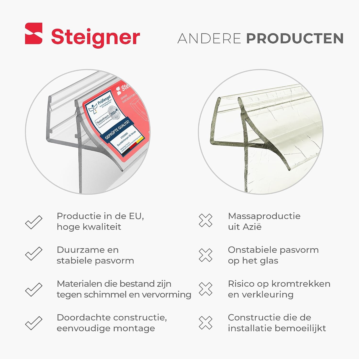 STEIGNER Douchestrip 90cm Transparant M 18% Korting
