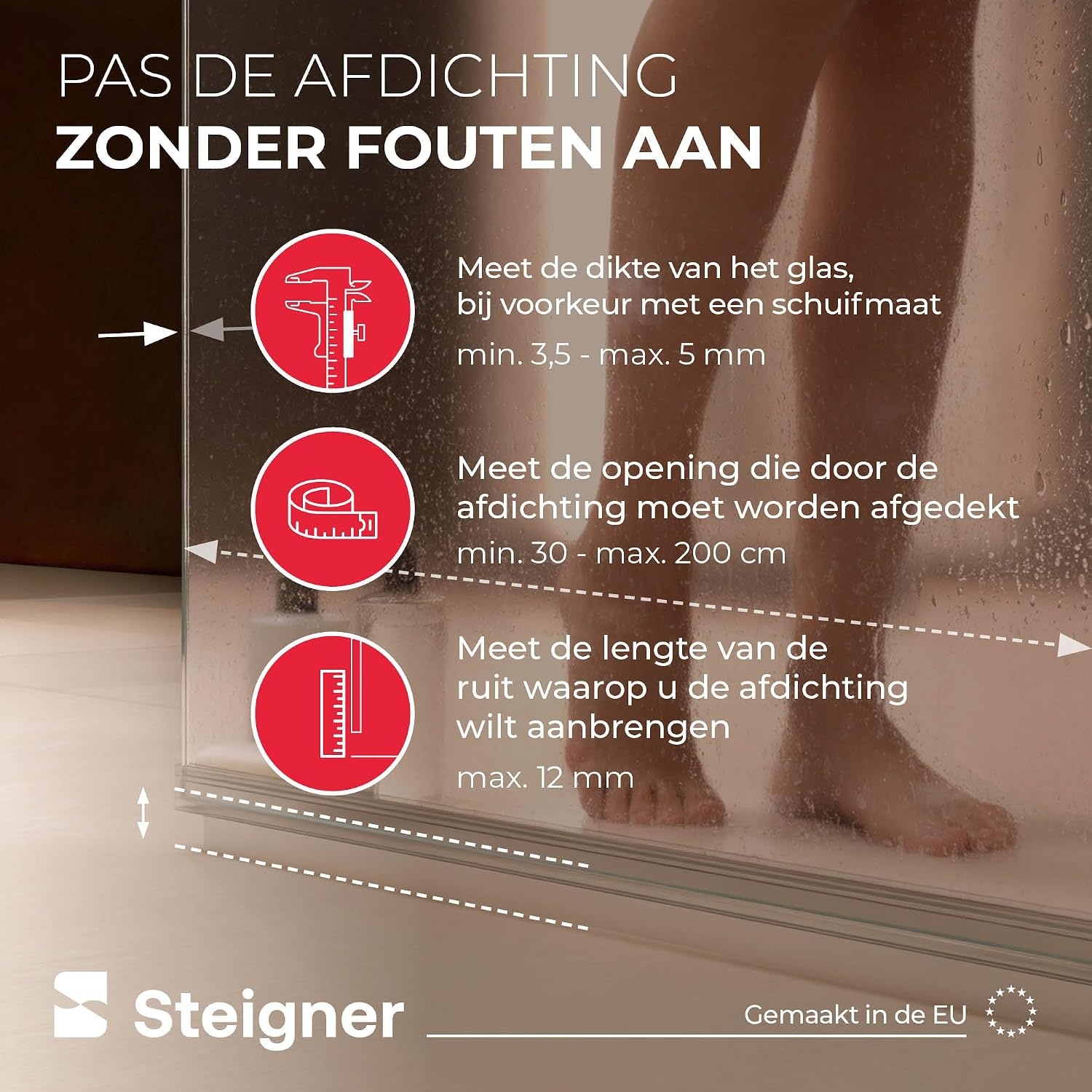 STEIGNER Douchestrip 90cm Transparant M 18% Korting