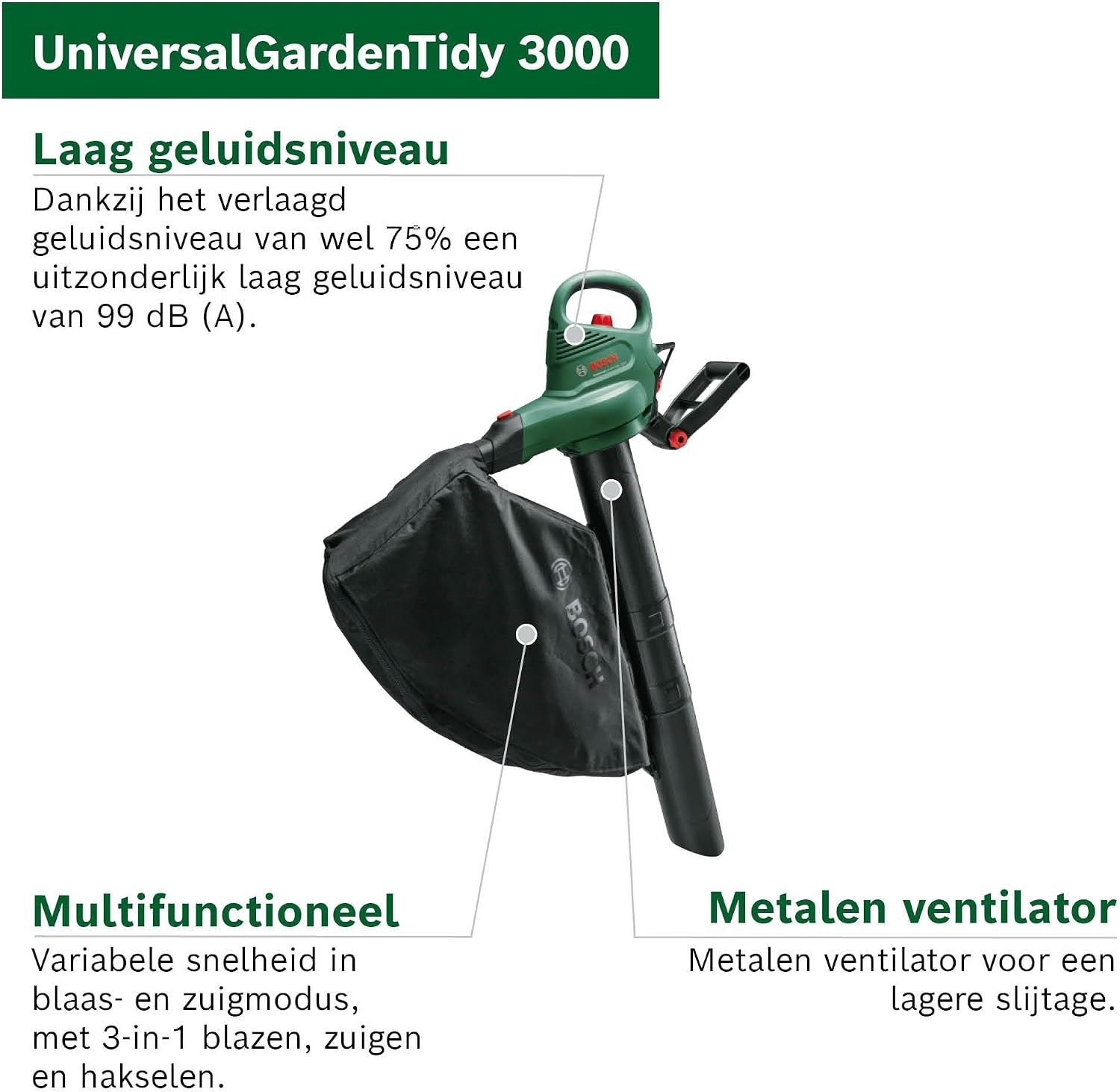 Bosch Bladruimer UniversalGardenTidy 3000 (3000W) - 25% Korting!