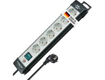 Brennenstuhl Premium-Line Stekkerdoos, 6-voudig (Stekkerblok met schakelaar en 5m kabel - 45° rangschikking van de stopcontacten, monteerbaar) lichtgrijs / zwart Single zwart