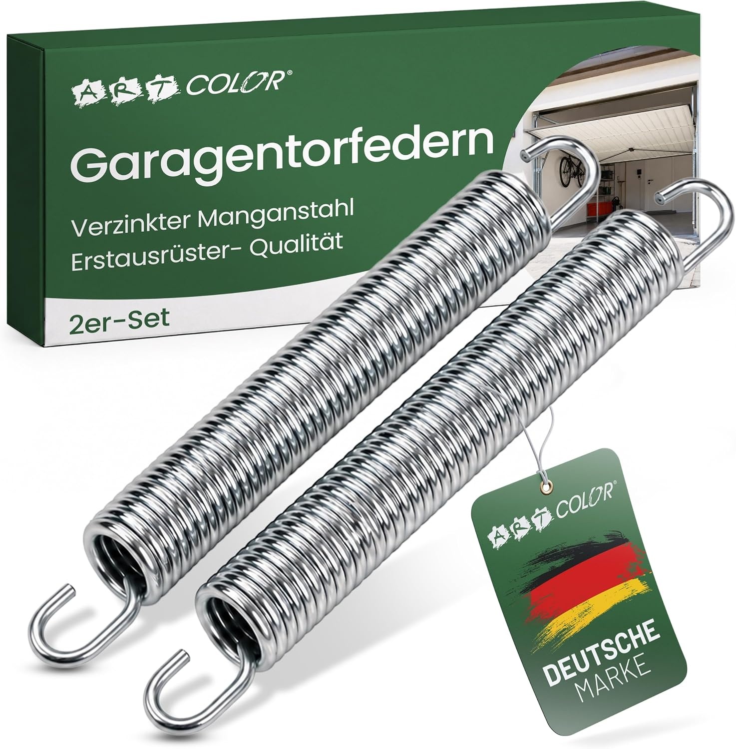 Garagedeurveren paar (2 stuks) universele trekveer - verkrijgbaar in 9 verschillende maten - verzinkte garagedeurveren van mangaanstaal (550x50x5mm / trekkracht: 130kg)