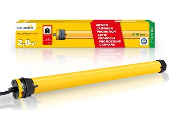 Schellenberg 20221 Rolluikmotor Action Mini voor 40 mm stalen buisassen, mechanische eindpositie-instelling, ideaal voor kunststof rolluiken tot 2 m² oppervlak, rolluikaandrijving - Maat Actie